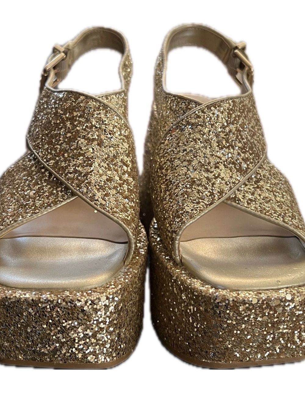 Gia I Bini NWOT Gold Glitter Platform Sandals - Women